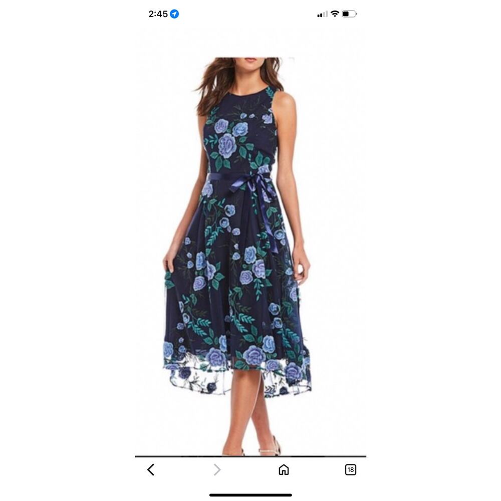 Tahari ASL Floral Embroidered Dress Size 6 - Picture 1 of 11
